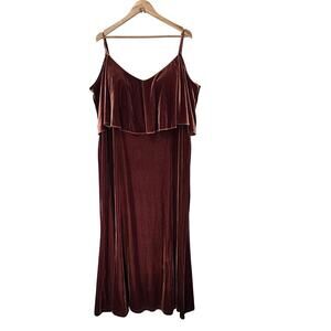 Revelry Riley Convertible Velvet Dress Womens 28 4X Brown Maxi Evening Wedding